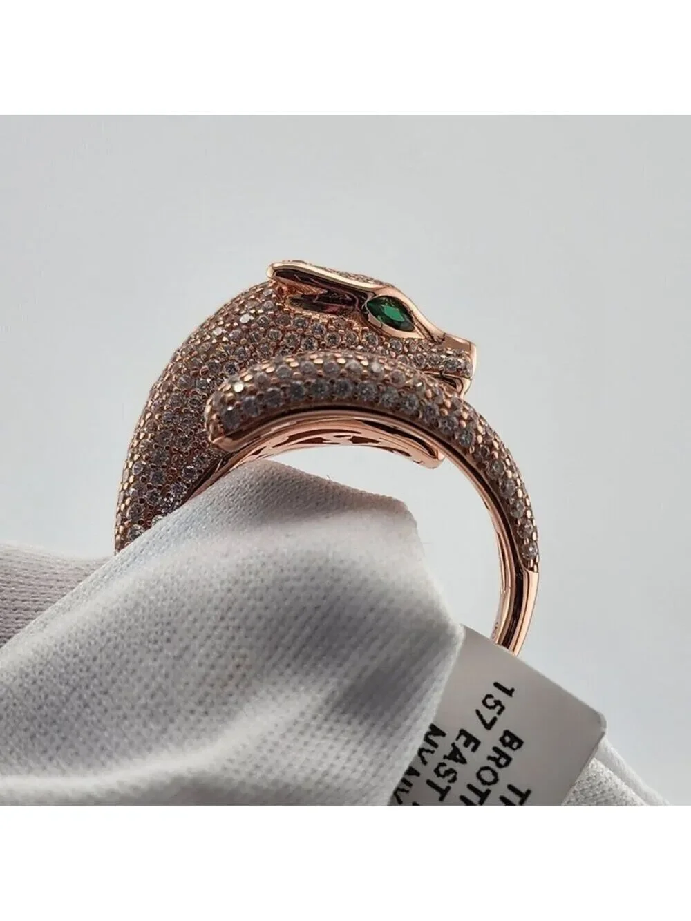 LAST ONE Fierce & Stylish: Panther Ring in 925 Silver with CZ Stones